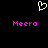A static pixel art image with a black background, featuring two identical pink text labels and one yellow heart symbol above them.