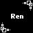 Black background with white pixelated text 'Ren' and four distinct animated square-dot patterns in corners.