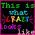 Static pixel art icon with multicolored text on black background framed by bright pink border, displaying a phrase about being 'crazy' in a stylized way.
