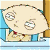 Animated contact sheet of six frames showing Stewie Griffin from Family Guy in a blue chair with changing facial expressions and mouth positions.