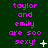 Green background with purple text reading 'taylor and emily are soo sexy!' in three , each showing different animation states of small white symbols