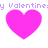 Four pink hearts arranged in a with pixelated purple text reading 'y Valentine' above each heart on white background