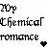 Animated icon with 'Chemical romance' text and heart symbols changing color across frames.