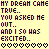 Pixelated text and heart symbols on a yellow background with animated heart variations.