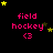Black background with pink text 'field hockey' and a pink '<3' symbol, surrounded by yellow and brown stars in various positions across frames.
