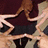 Pixelated image with red background, white text listing names and phrases, and a small star-shaped figure on the left.
