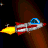 Animated contact sheet showing eight sequential frames of a cartoon rocket ship flying through space with changing window color and flame position.