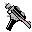 Pixelated rocket icon with red and yellow flame tip, black and gray body, and red accents on gray background.