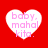 Four white heart shapes on a red background, each containing pink text reading 'baby, mahal kita.'