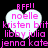 Four identical heart-shaped icons with pink text listing names over a black background, each displaying 'BFF!!' at the top.