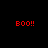 Four identical red pixelated 'BOO!!' texts arranged in a on black background