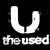 Pixelated white logo on black background featuring a stylized U-shaped symbol above the text 'the used' in lowercase letters.