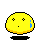 Yellow pixelated circular face with black outline, two small eyes, and a single mouth showing blue tears on the right side.
