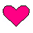 Six pixelated heart icons arranged in a 3x2 contact sheet with varying colors and one striped pattern, all on white background.