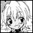 A black-and-white pixelated anime-style character face with large eyes and a slight smile, next to stylized text reading "Anime IM" and "COM" on a solid black background.