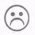 A static pixelated icon with a gray sad face on white background, featuring two circular eyes and downturned mouth.