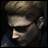 Pixelated close-up of a character with brown hair and dark sunglasses, next to stylized text on a black background.