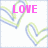 Animated icon with pink text and layered heart outlines on white background, showing text changes across frames.