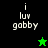 Pixelated text 'i luv gobby' on black and green backgrounds with a star symbol changing color between frames.