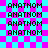Pixelated text 'ANATHNOM' repeated in a on a cyan and magenta checkered background with subtle purple lines