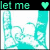 Animated sequence showing a turquoise and white patterned design with text 'let me rock your world' in green letters on black bars above and below the animation.