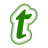 A green stylized letter 't' with a white outline inside a rounded square border, displayed on the left side of a contact sheet next to scattered gray pixelated text fragments.