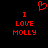 Red pixelated text and heart symbol on black background, with 'I LOVE MOLLY' repeated twice.