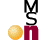 Vertical MSN logo with maroon and black lettering, two yellow-orange spheres in left , one sphere partially obscured by gray rectangle on right
