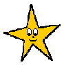Two yellow star-shaped figures with black outlines on a gray background, each displaying distinct facial expressions.