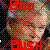Pixelated image with red text 'Boo' at top and 'BUSH' at bottom, overlaid on a blurred face with diagonal red lines crossing the center.