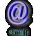 @-symbol icons in blue and purple hues with text labels below, animated rotation showing multiple angles of the symbol.