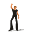 Animated sequence of a single figure in black clothing performing various dance poses against a gray background.