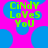Pixelated green text "CiNDY LoVeS YoU" on a bright pink background with scattered blue circles, animated to shift position.