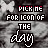 identical pixelated icons with 'PICK ME FOR ICON OF THE day' text, each icon featuring a rainbow-colored 'day' on a starry background