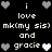 Black background with white pixelated text and heart symbols arranged in two mirrored , displaying repeated phrases and heart icons