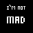 Pixelated white text on black background forms 'I'M NOT MAD' and 'I'M MAKIN TEA' , with partial letter transitions in intermediate states