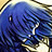 Pixelated blue and black character icon with yellow background, likely from Kingdom Hearts franchise, featuring spiky hair and dark clothing details.