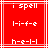 Red background with white pixelated text reading 'i spell', 'l-i-f-e', and 'h-e-l-l' arranged vertically in two identical side-by-side