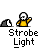 Animated contact sheet of a yellow stick figure character performing various actions against gray and black backgrounds with "Strobe Light" text below each frame.