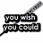 A pixelated animation of a baseball bat with text bubbles changing from 'you wish you could' to 'hit my fastball'.