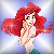 A 2x2 contact sheet of three animated frames showing a cartoon mermaid character with red hair and blue tail, displayed against a light blue gradient background with white starburst effects.