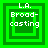 Four green square frames with layered borders display "L.A. Broad-casting" text; the central inner square alternates between solid and hollow states across observations.