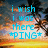 Pixelated sunset scene with palm trees and blue text reading "i wish i was there *PING* And now i am Lucky me" across four