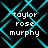 Pixelated text 'taylor rose murphy' appears in four identical quadrants over a black background with cyan diamond-shaped lines.