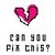 A pixelated broken heart icon in shades of pink and purple above blurry text reading 'CAN YOU PLE CHIS?' on a white background.