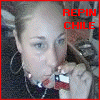 six shows a person in various poses with red text overlays, wearing dark clothing and a black cap with white trim