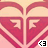 A repeating pattern of red and beige shield-shaped icons with a small white square containing black arrows, arranged in three