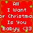 Red background with white pixelated text reading 'All I Want for Christmas Is You Babyy <33' and green star-like shapes scattered across.