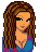 Pixel art of a woman with long brown hair in blue floral clothing, shown across with text displaying "All I Need Is You"