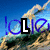 Animated sequence showing the letters L, O, V, E forming the word 'LOVE' over a mountain landscape background with blue sky and clouds.